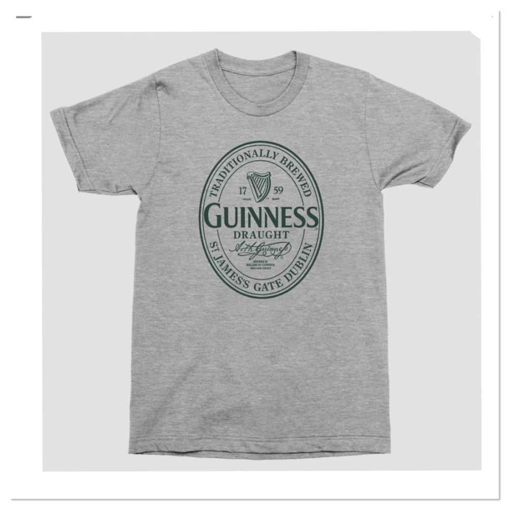 Men’s Guinness Heather Gray Tee with Green Logo